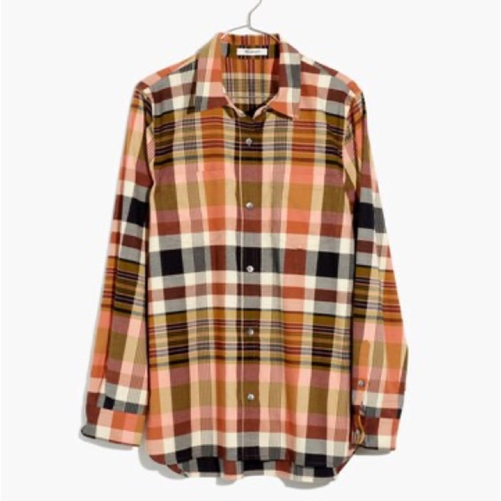 NWOT Madewell Cotton Classic Ex-Boyfriend Shirt in Seconda Plaid - Picture 2 of 15